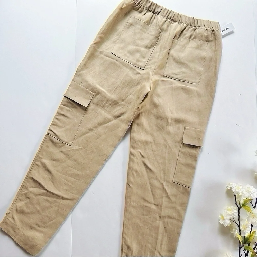 Aritzia Babaton Titan Linen Cargo Pants Humus Beige